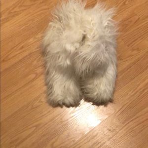 White shaggy boots